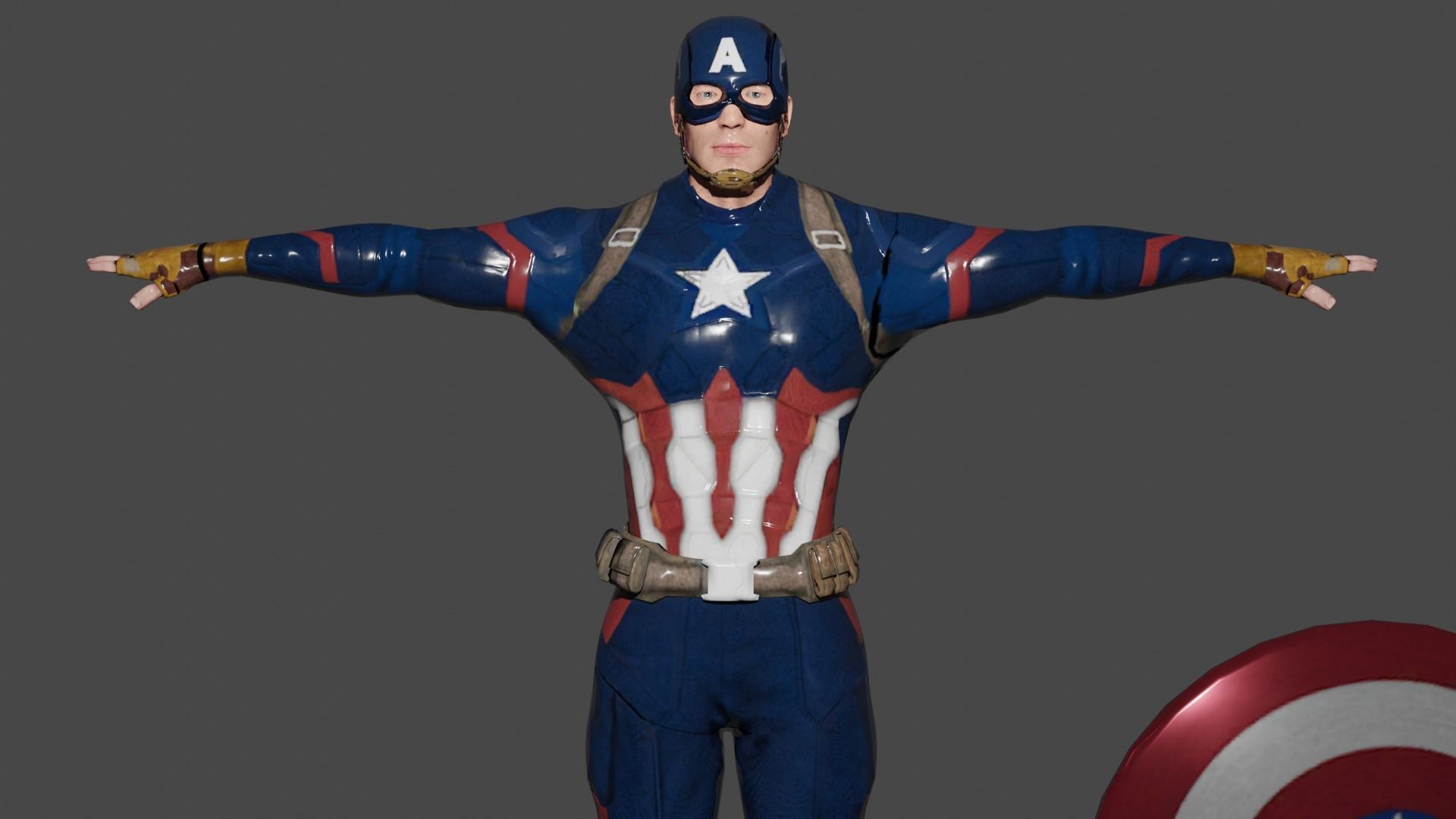 Captain America Low-poly 3D model_1