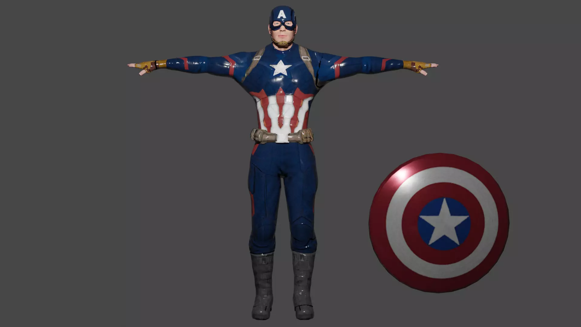 Captain America Low-poly 3D model_0