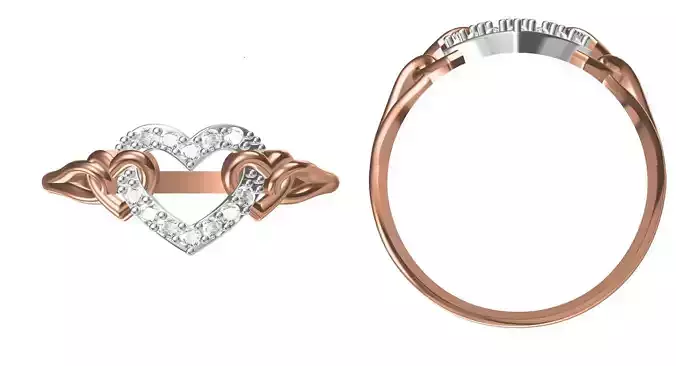 Light Weight Wedding Engagement Women Heart Ring STL JCD Details 3D print model