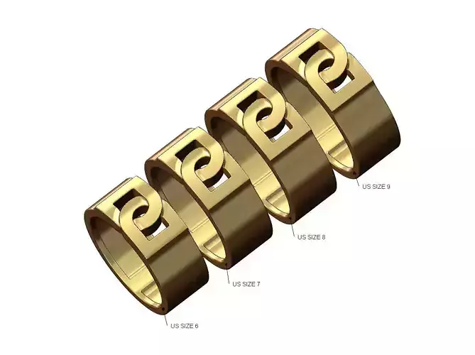 Stepped overlapping DD link 8mm wide band US sizes 6to9