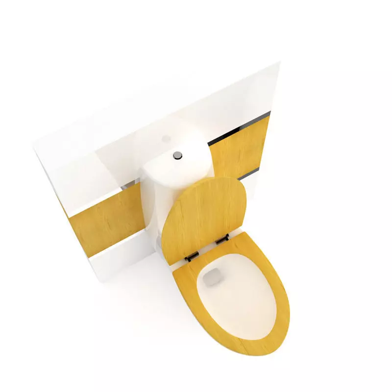 Toilet Bowl with Wooden Elements 3D model