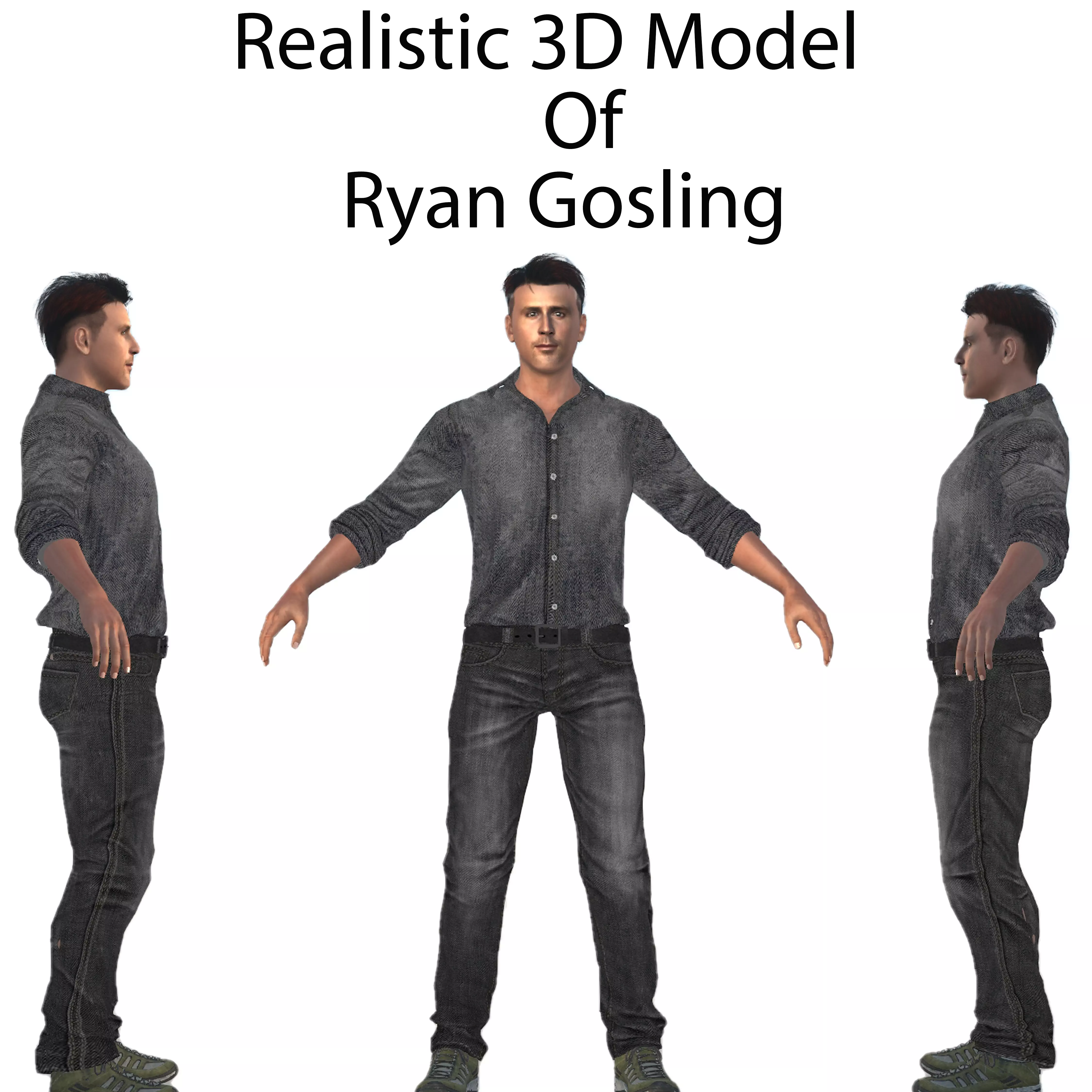 Ryan Gosling  Low-poly 3D model_0