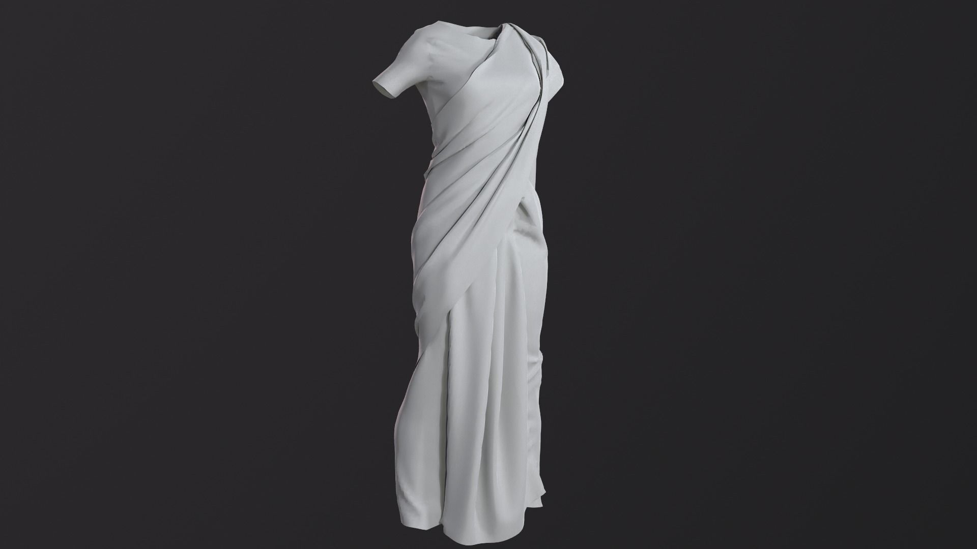 Traditional Cloth Saree for Games 3D model_3