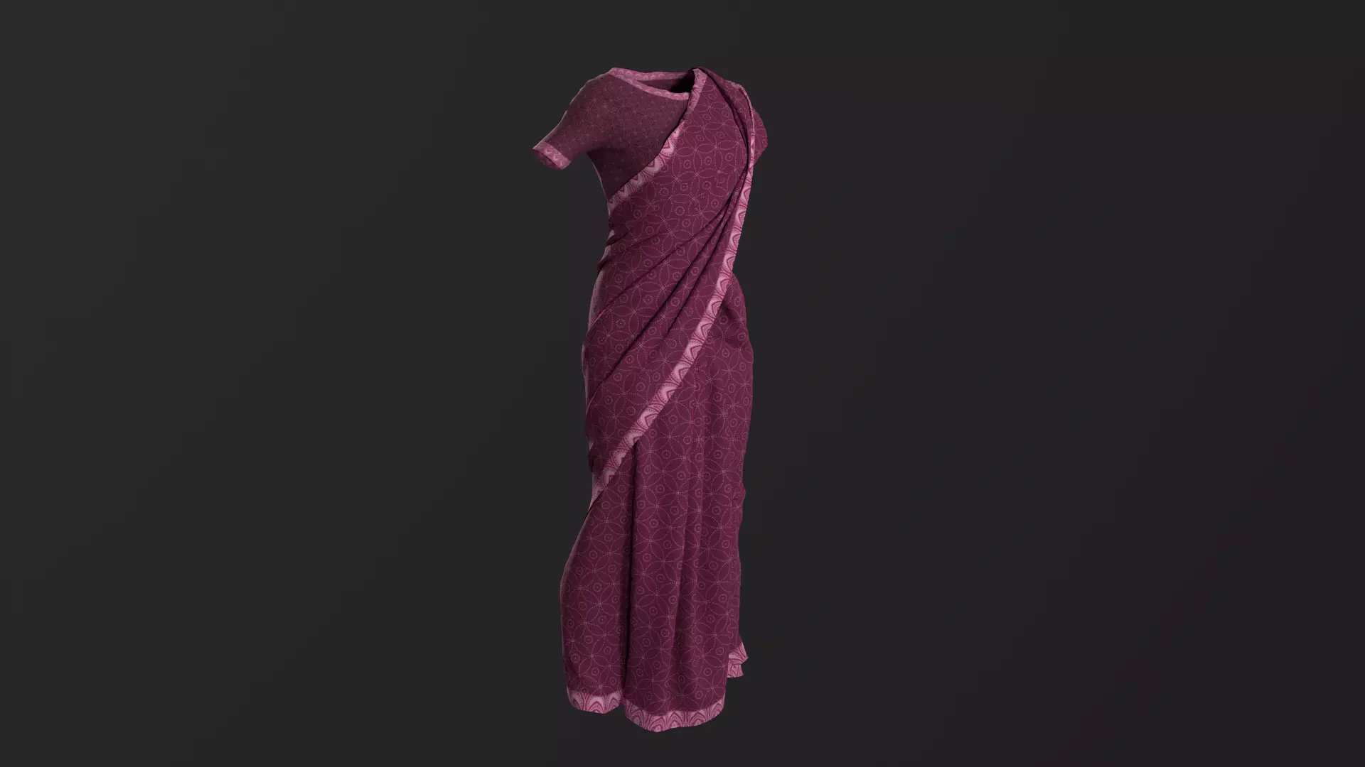 Traditional Cloth Saree for Games 3D model_0