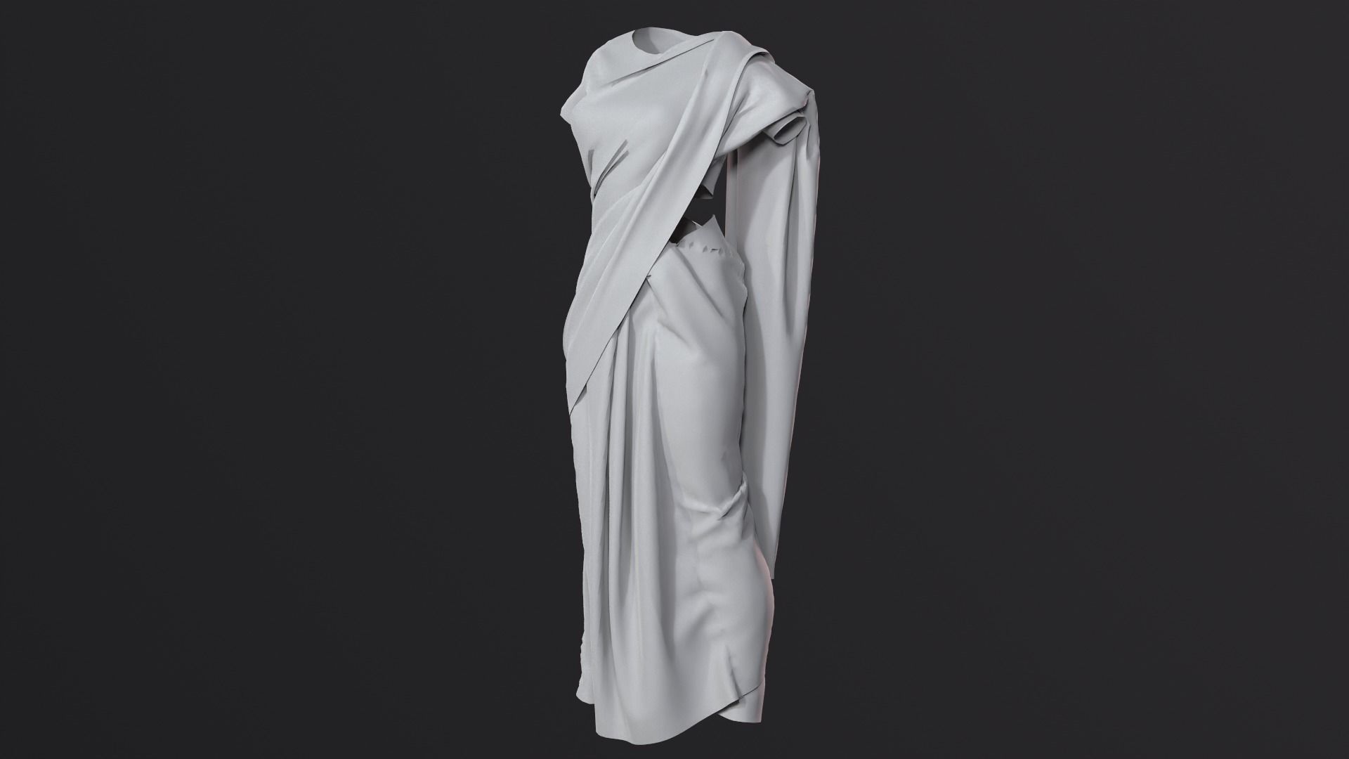 Traditional Cloth Saree for Games 3D model_4