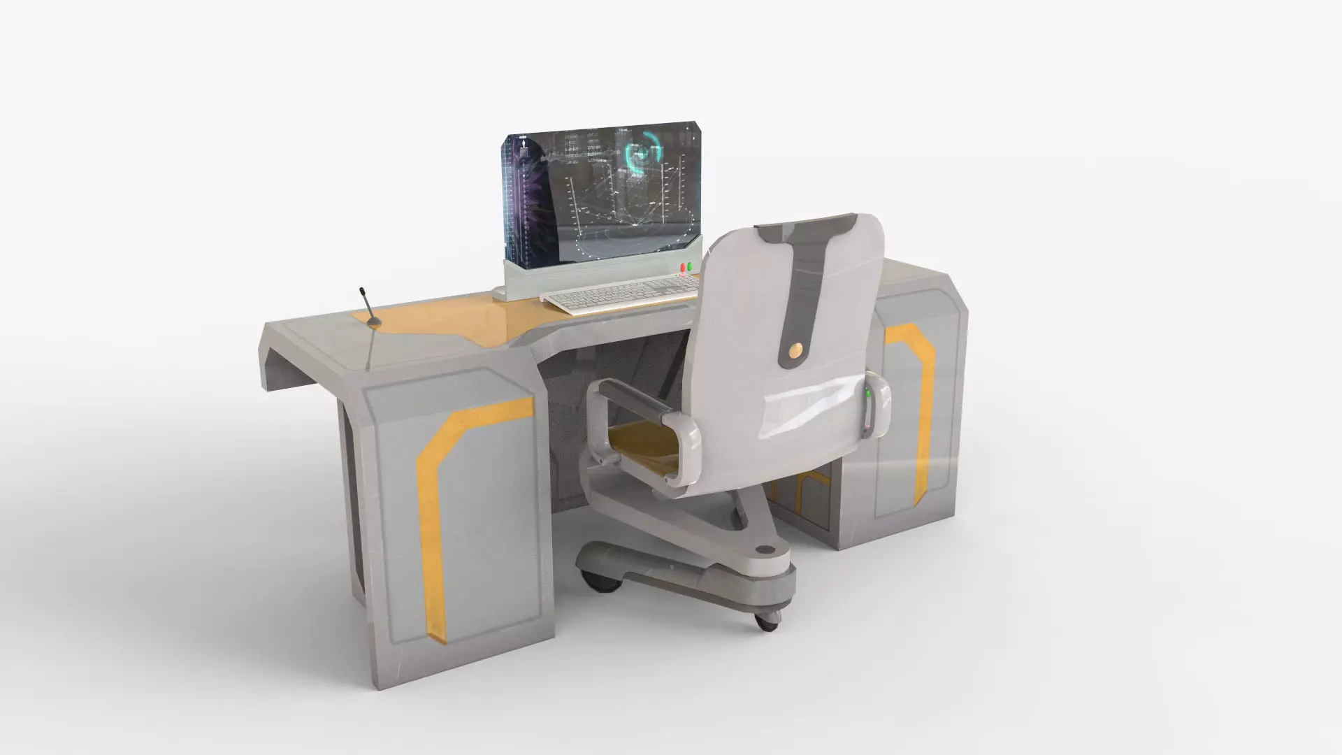 Futuristic Desk Low-poly 3D model