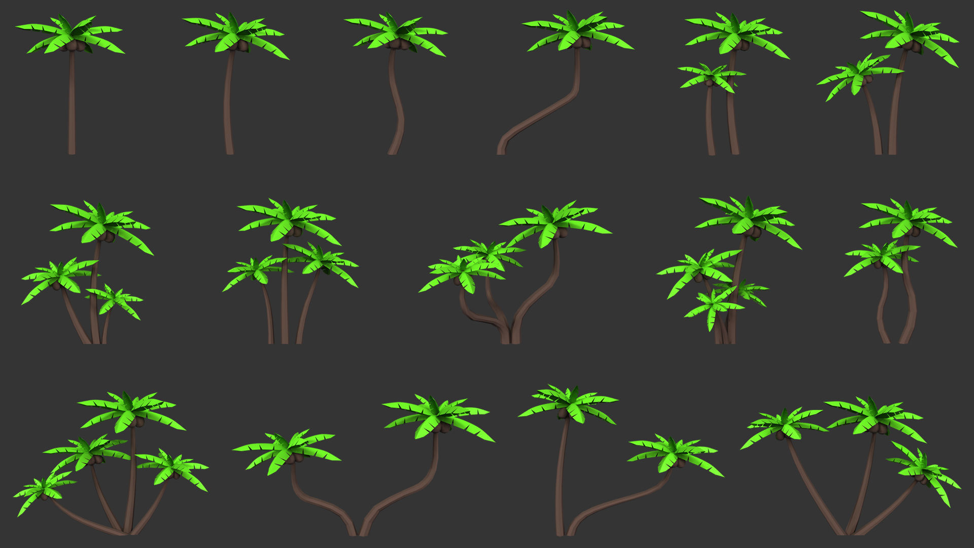 Coconut Tree  Low-poly 3D model_1