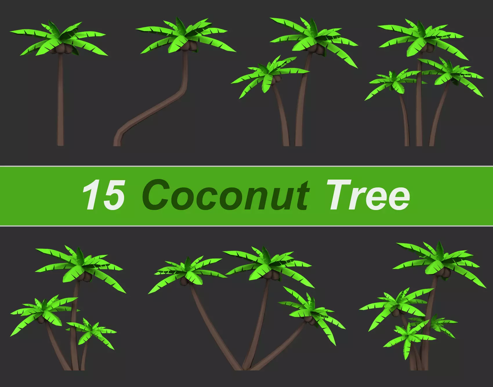 Coconut Tree  Low-poly 3D model_0