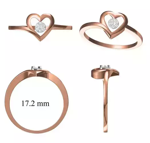 Light Weight Wedding Engagement Women Heart Ring STL JCD Details 3D print model