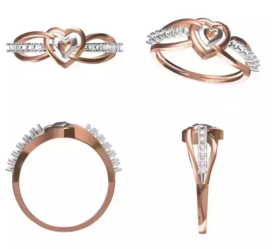 Light Weight Wedding Engagement Women Heart Ring STL JCD Details 3D print model