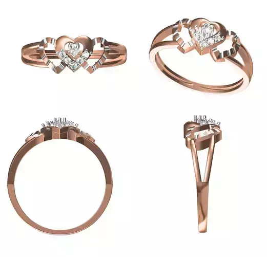 Light Weight Wedding Engagement Women Heart Ring STL JCD Details 3D print model