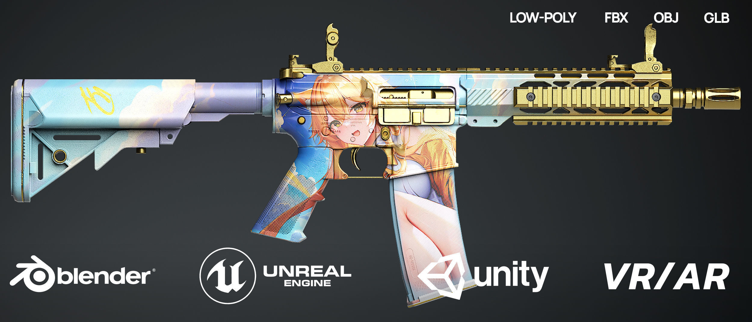 AR15 Anime- assault rifle 3D model | CGTrader