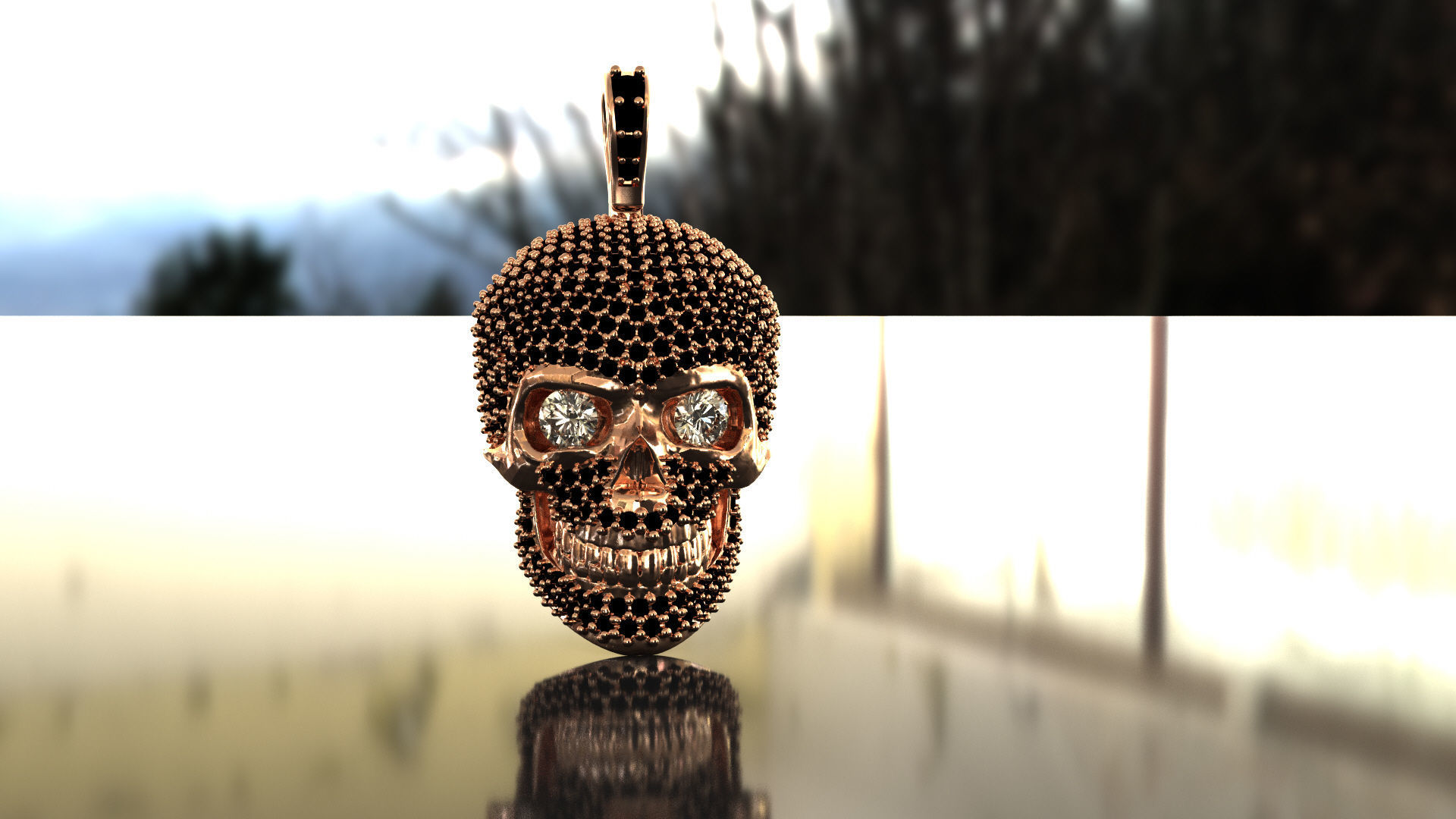 skull and stones  3D print model_1