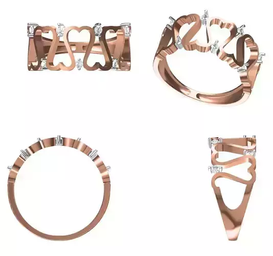 Light Weight Wedding Engagement Women Heart Ring STL JCD Details 3D print model
