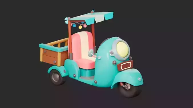 Cartoon tricycle Low-poly 3D model