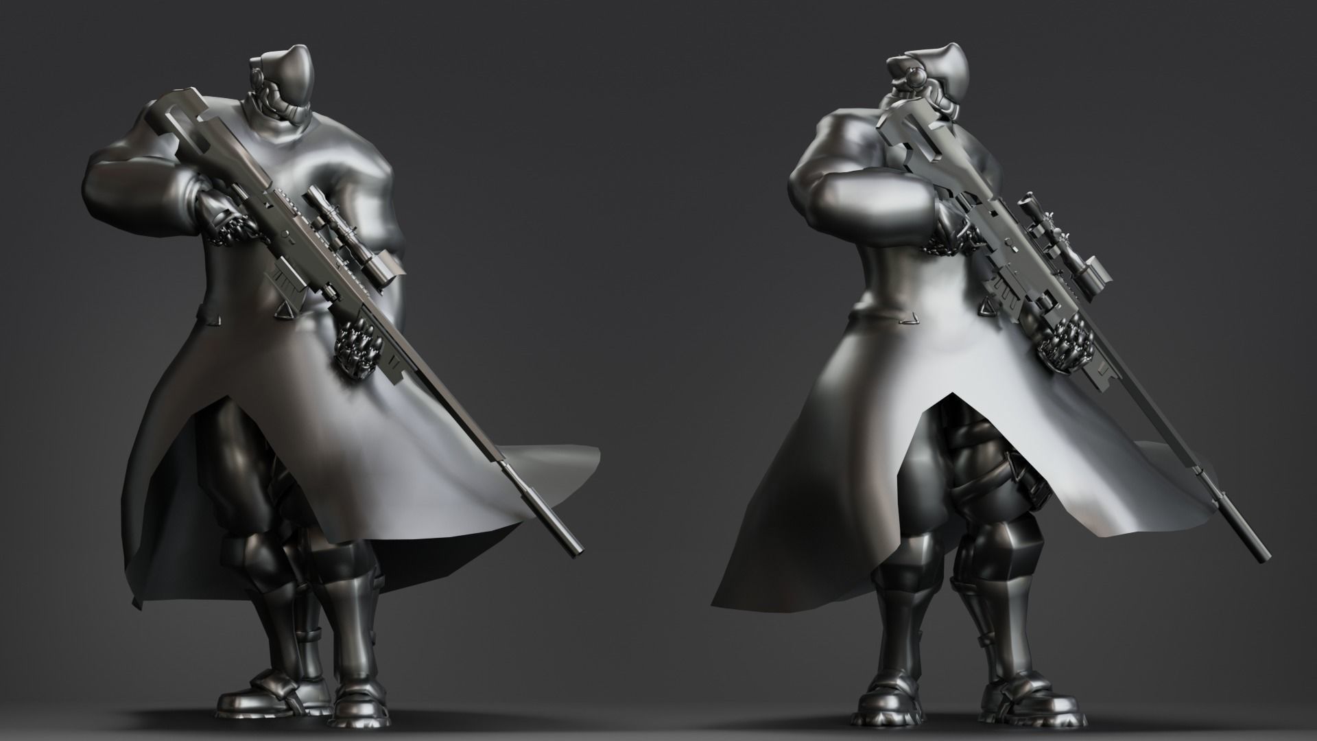 Low Poly - Cybernetic Hitman - Orion Low-poly 3D model_17