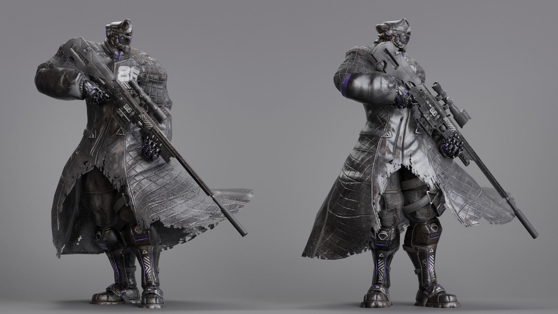 Low Poly - Cybernetic Hitman - Orion Low-poly 3D model_20