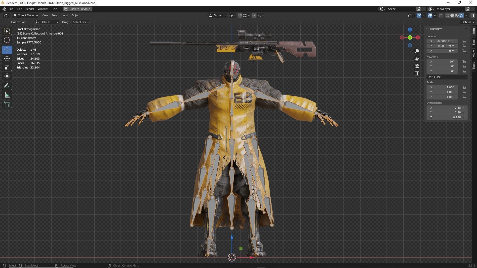 Low Poly - Cybernetic Hitman - Orion Low-poly 3D model_13