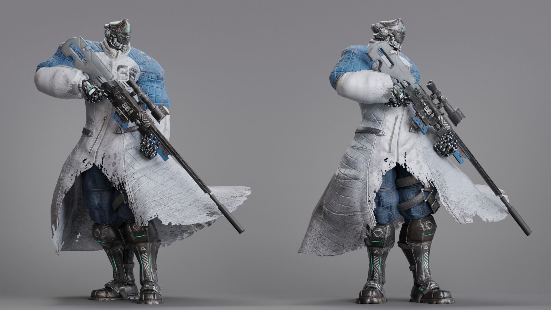 Low Poly - Cybernetic Hitman - Orion Low-poly 3D model_19