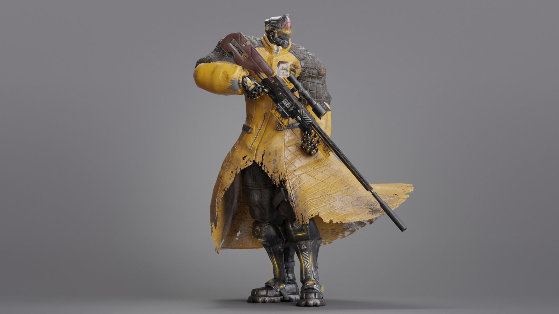 Low Poly - Cybernetic Hitman - Orion Low-poly 3D model_15