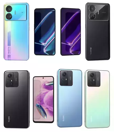 Xiaomi Redmi Note 12S And Realme GT Neo5 SE Low-poly 3D model