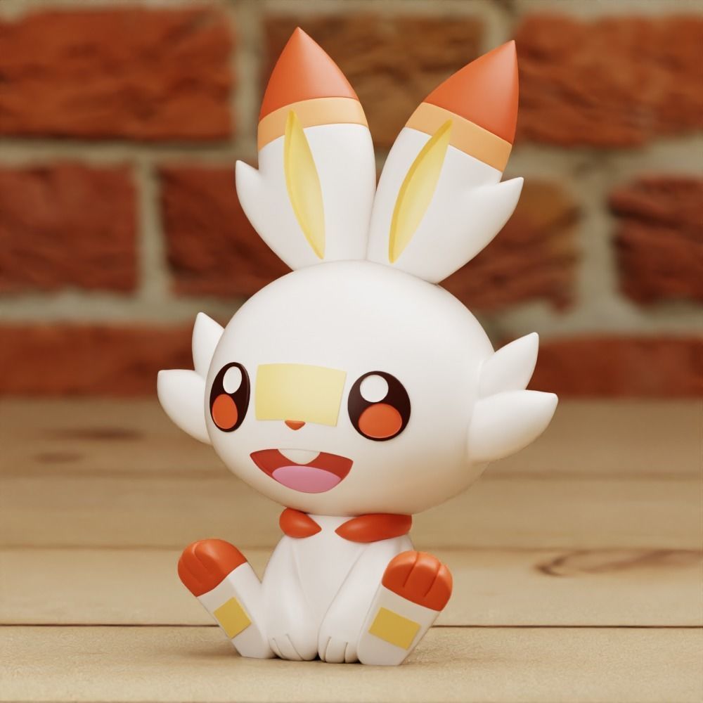 SCORBUNNY 2 DIFF MODELS CHIBI CUTE PRINT IN PLACE 3D print model_5