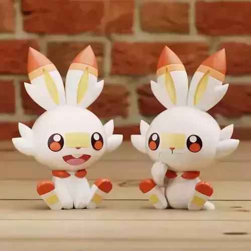 SCORBUNNY 2 DIFF MODELS CHIBI CUTE PRINT IN PLACE