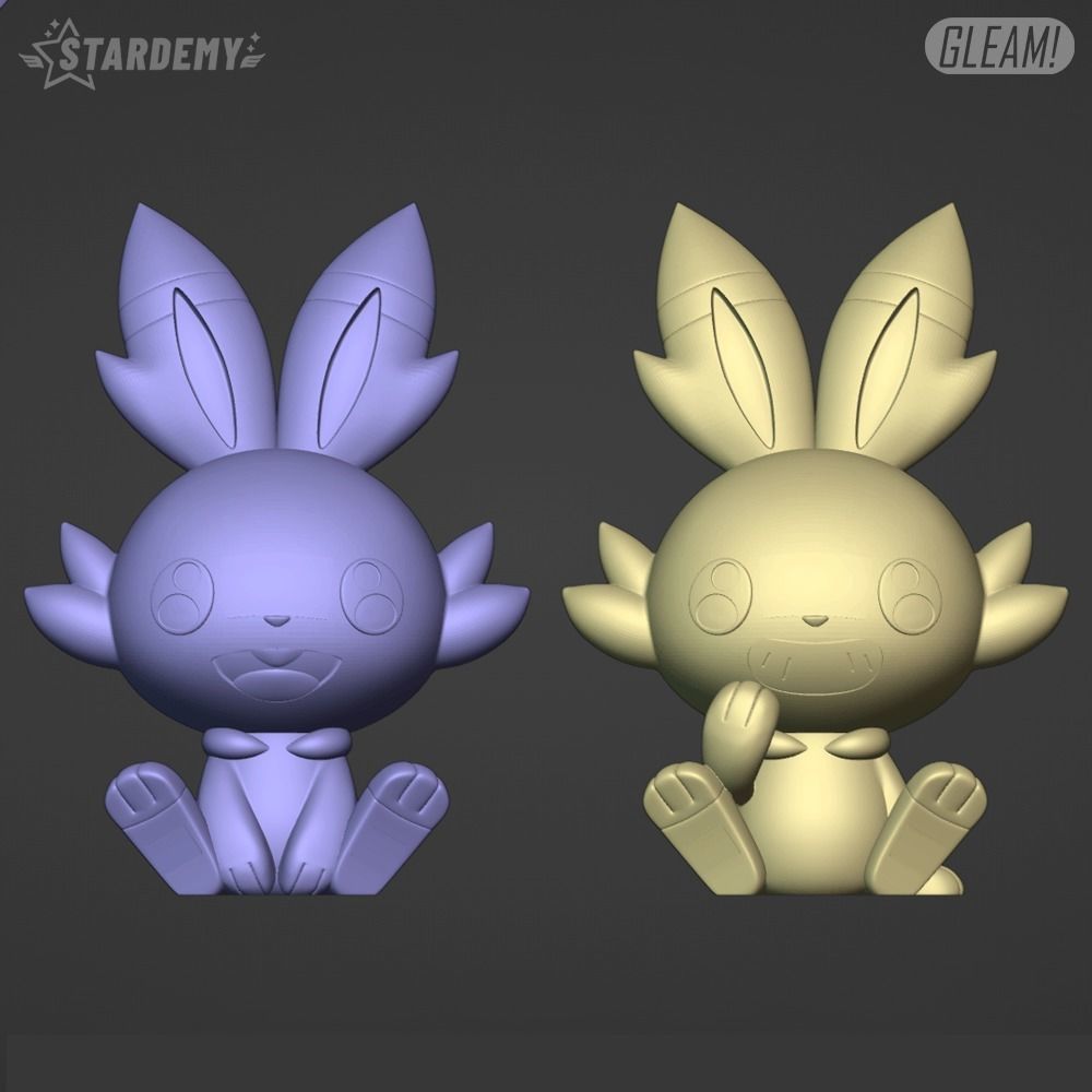 SCORBUNNY 2 DIFF MODELS CHIBI CUTE PRINT IN PLACE 3D print model_15