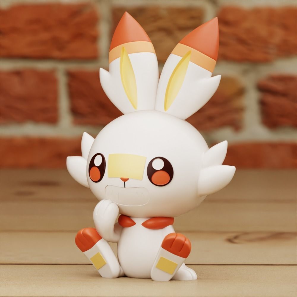 SCORBUNNY 2 DIFF MODELS CHIBI CUTE PRINT IN PLACE 3D print model_10
