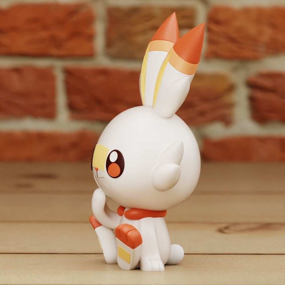 SCORBUNNY 2 DIFF MODELS CHIBI CUTE PRINT IN PLACE 3D print model_12