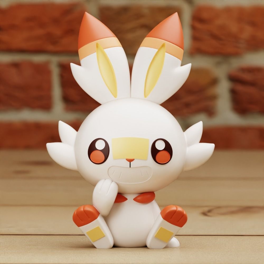 SCORBUNNY 2 DIFF MODELS CHIBI CUTE PRINT IN PLACE 3D print model_9