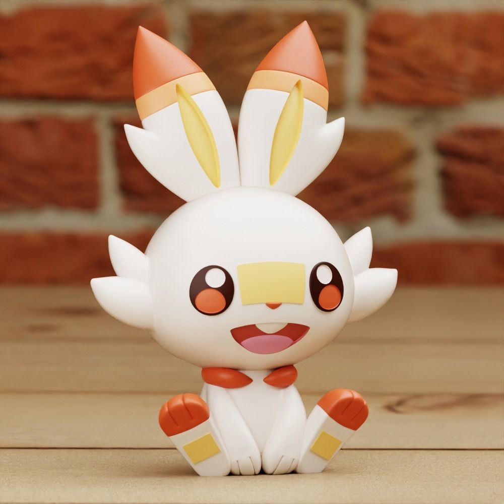 SCORBUNNY 2 DIFF MODELS CHIBI CUTE PRINT IN PLACE 3D print model_4