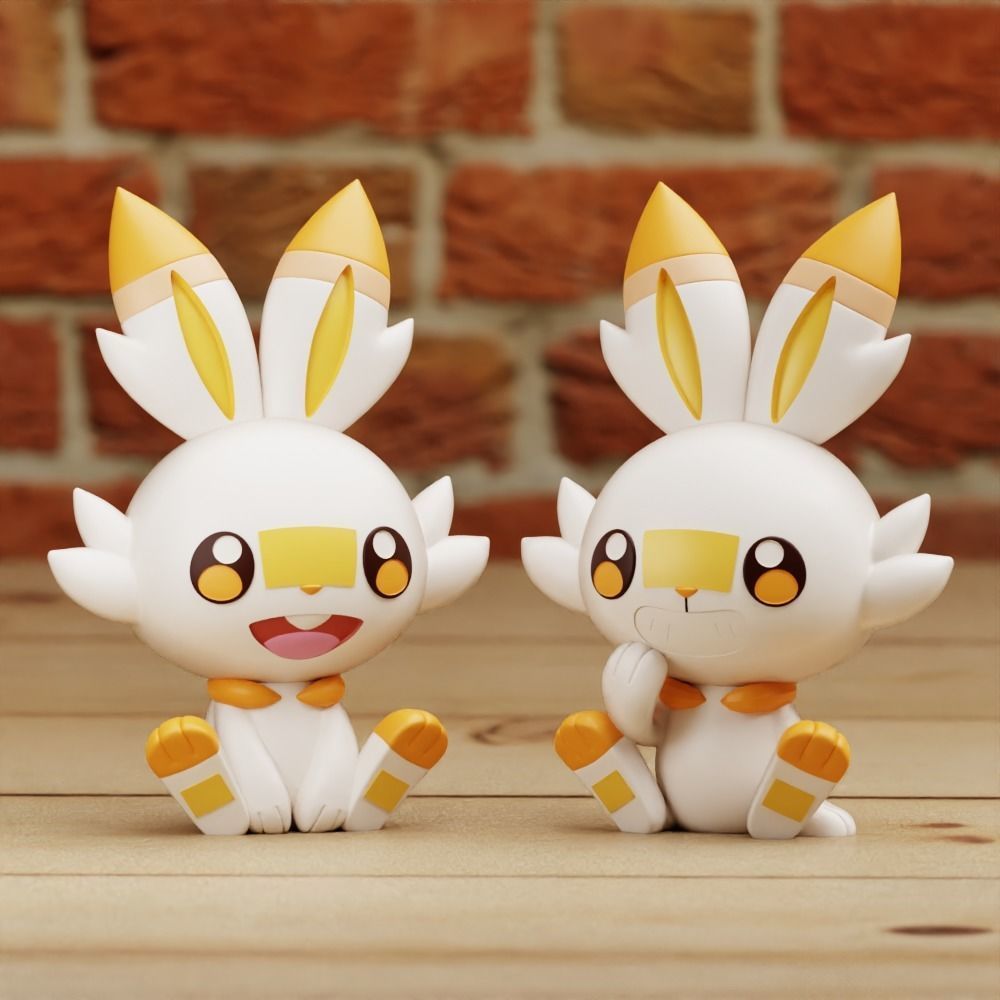 SCORBUNNY 2 DIFF MODELS CHIBI CUTE PRINT IN PLACE 3D print model_16