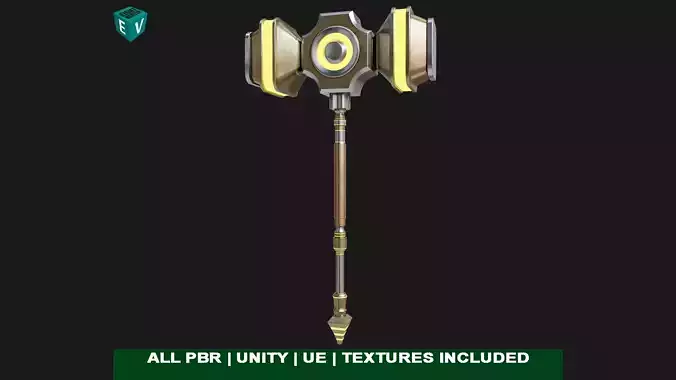 Sci Fi Battle Hammer05 All PBR Unity UE Textures Included Low-poly 3D model