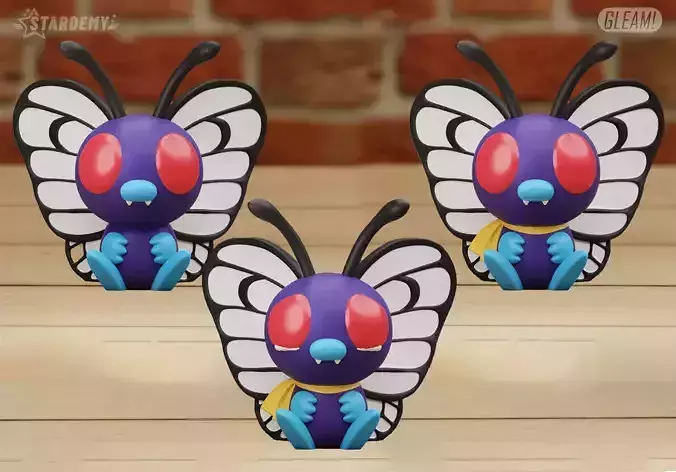BUTTERFREE 3 DIFF MODELS CHIBI PRINT IN PLACE NO SUPPORTS 3D print model