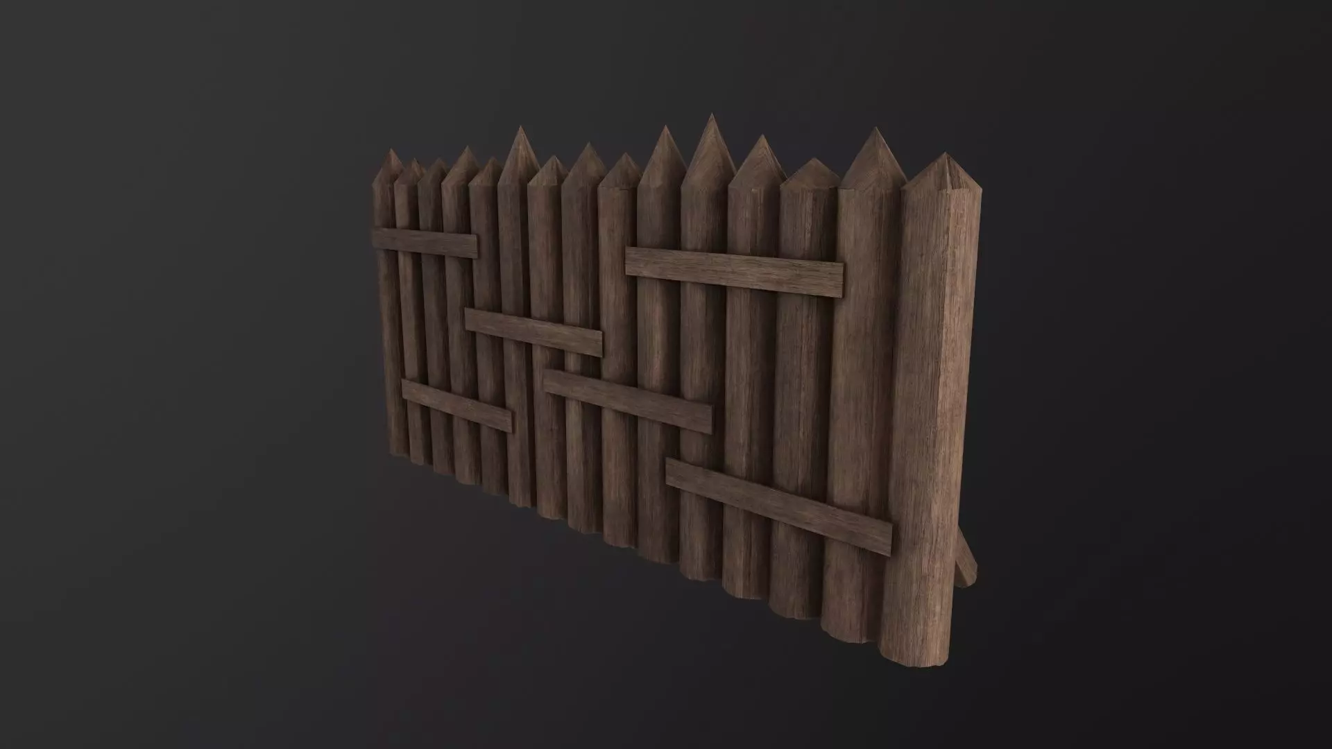 Wooden Palisade 3D Model Low-poly 3D model
