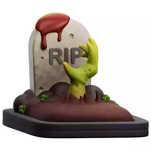 Zombie Hand Tombstone 3D Icon Low-poly 3D model