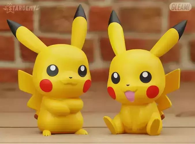 PIKACHU CHIBI 2 DIFF MODELS PRINT IN PLACE NO SUPPORTS 3D print model
