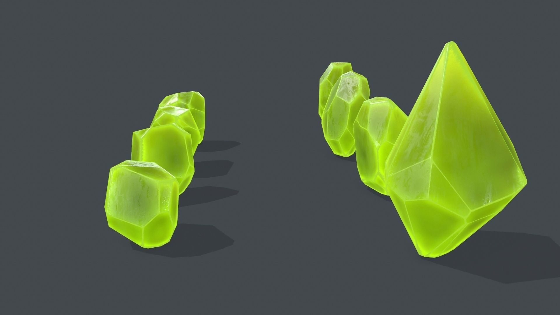 crystal set Low-poly 3D model_8