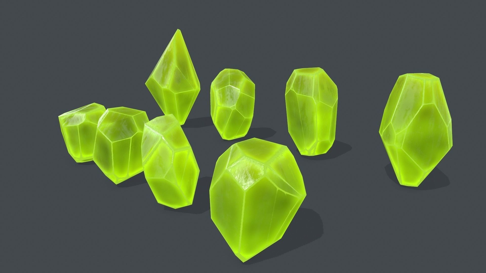 crystal set Low-poly 3D model_2