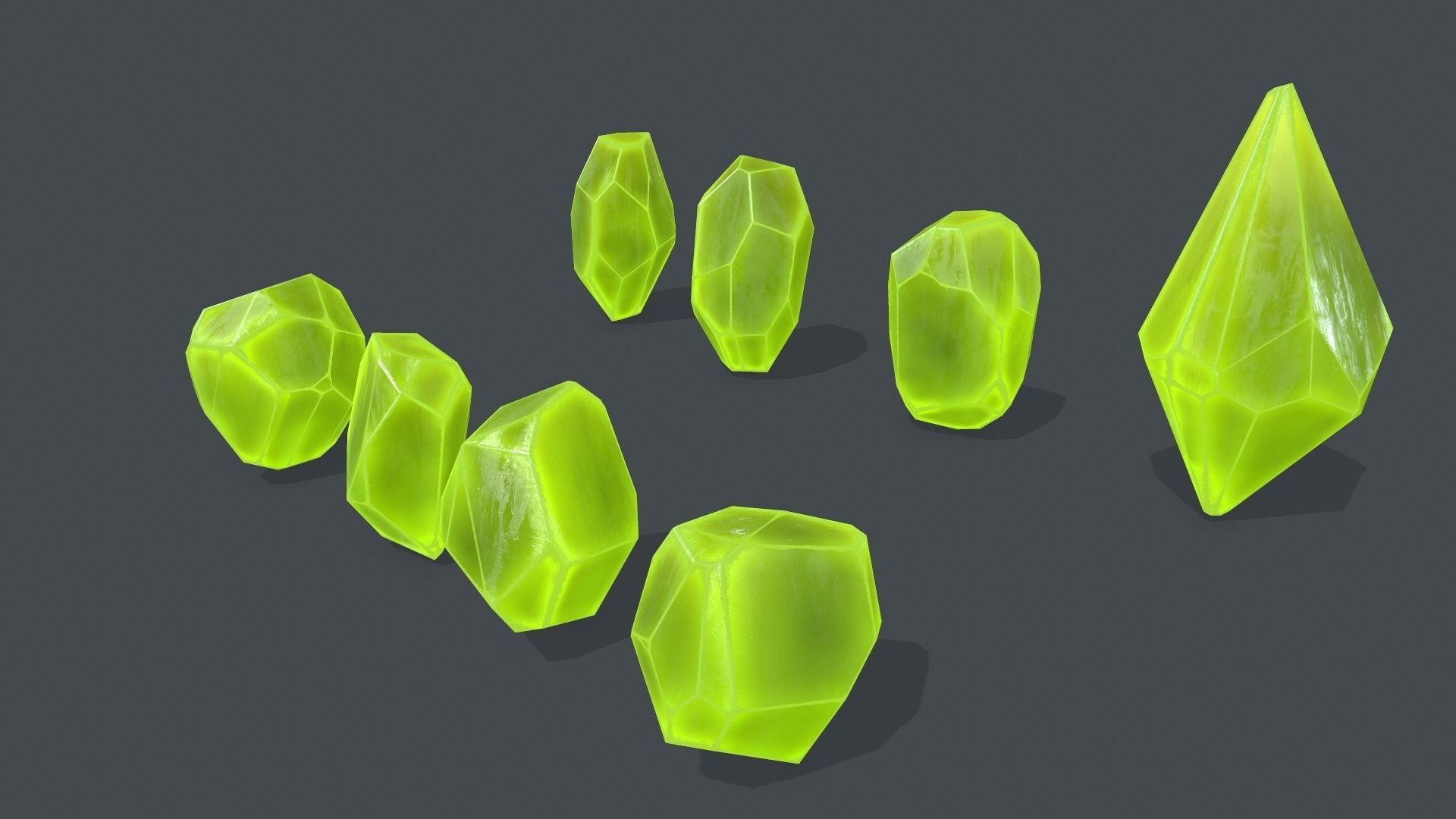 crystal set Low-poly 3D model_6