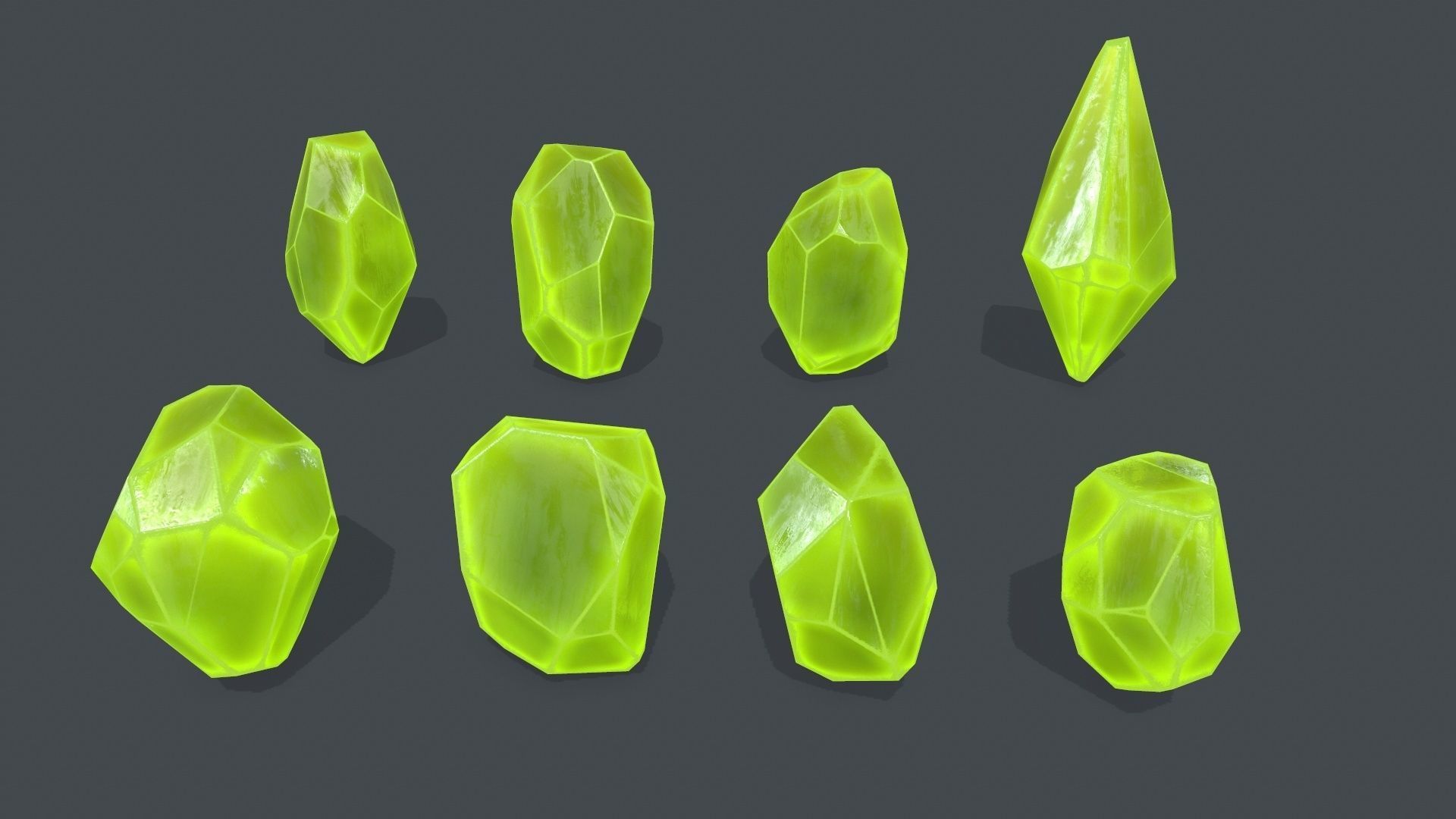 crystal set Low-poly 3D model_5
