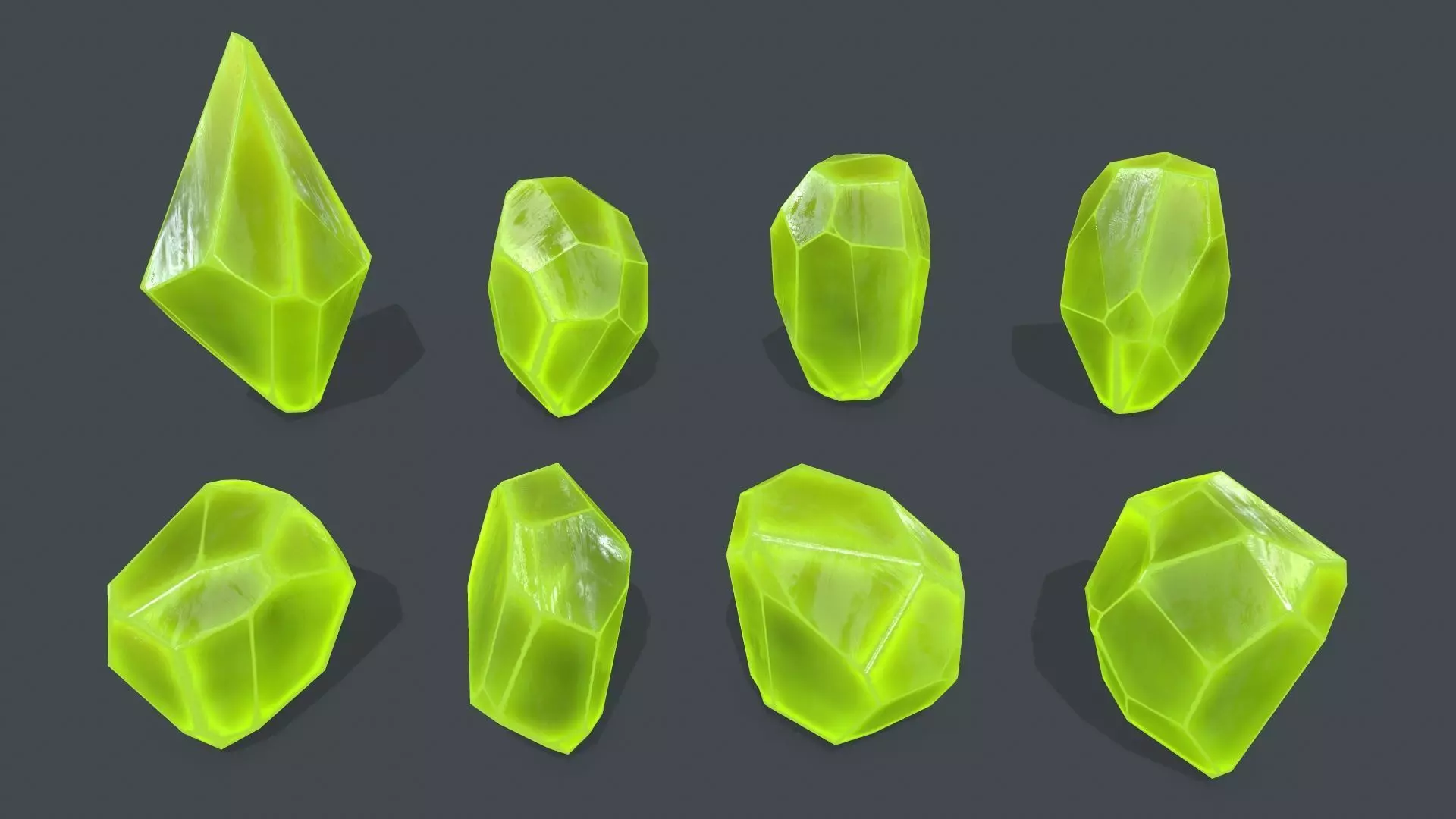 crystal set Low-poly 3D model_0