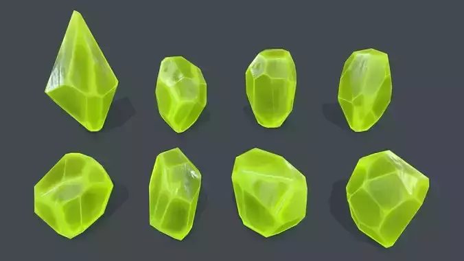 crystal set Low-poly 3D model