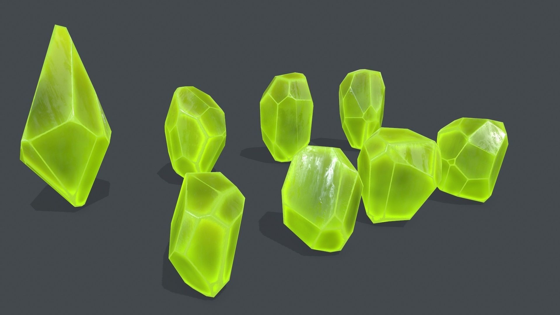 crystal set Low-poly 3D model_4