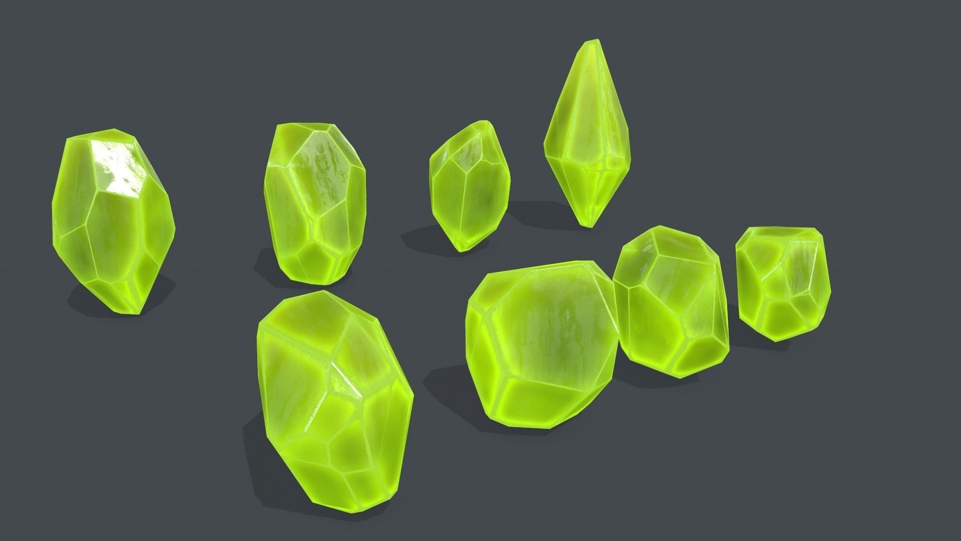 crystal set Low-poly 3D model_7