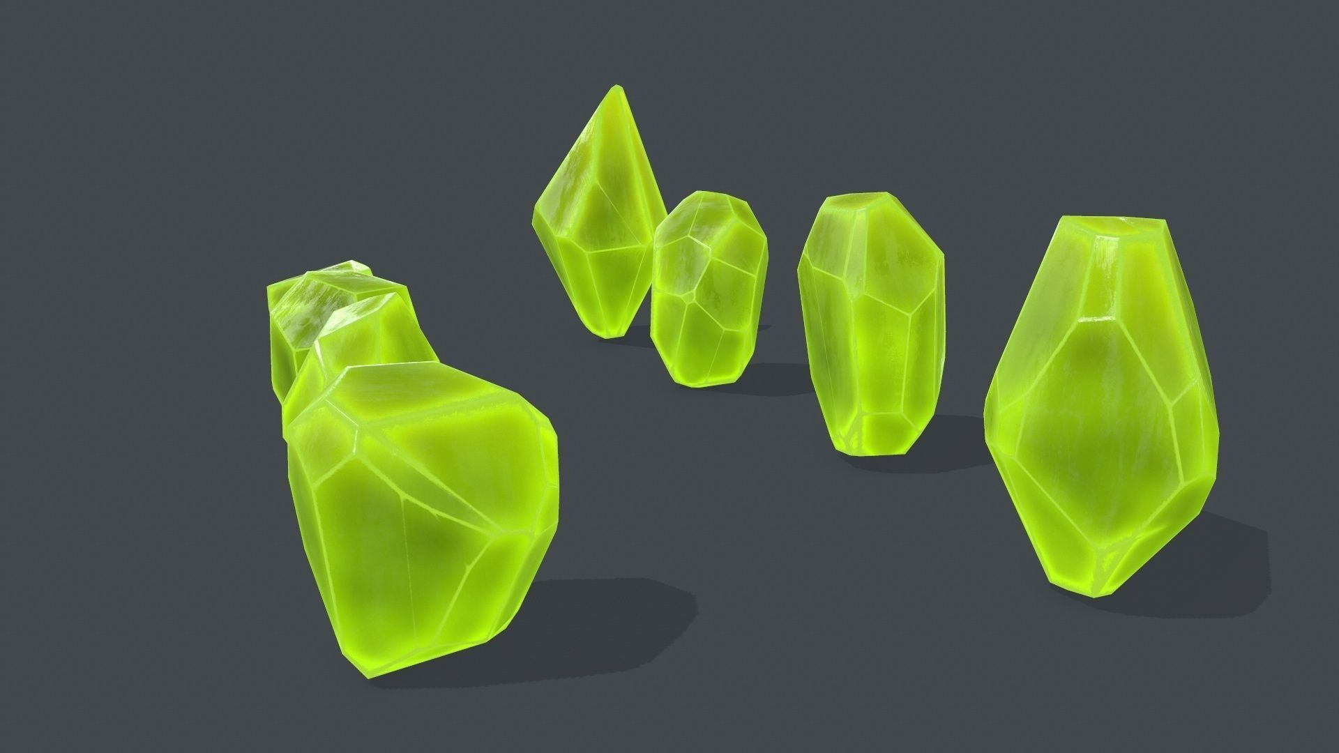 crystal set Low-poly 3D model_3