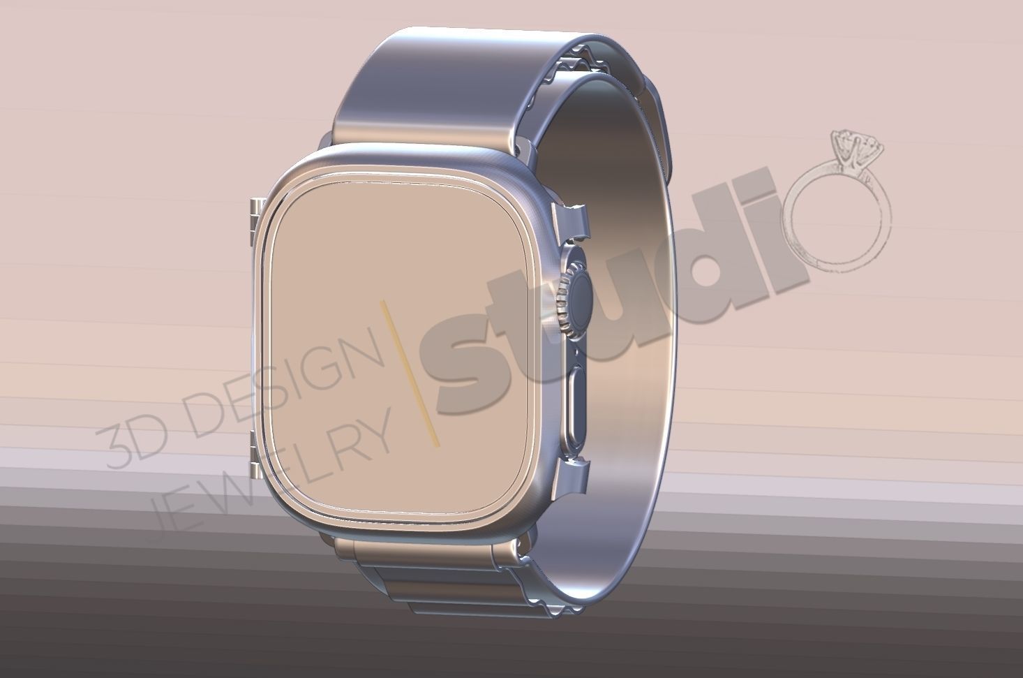 Luxury iWatch ultra case 3D print model_1
