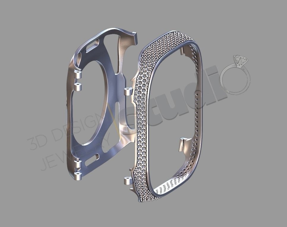 Luxury iWatch ultra case 3D print model_5