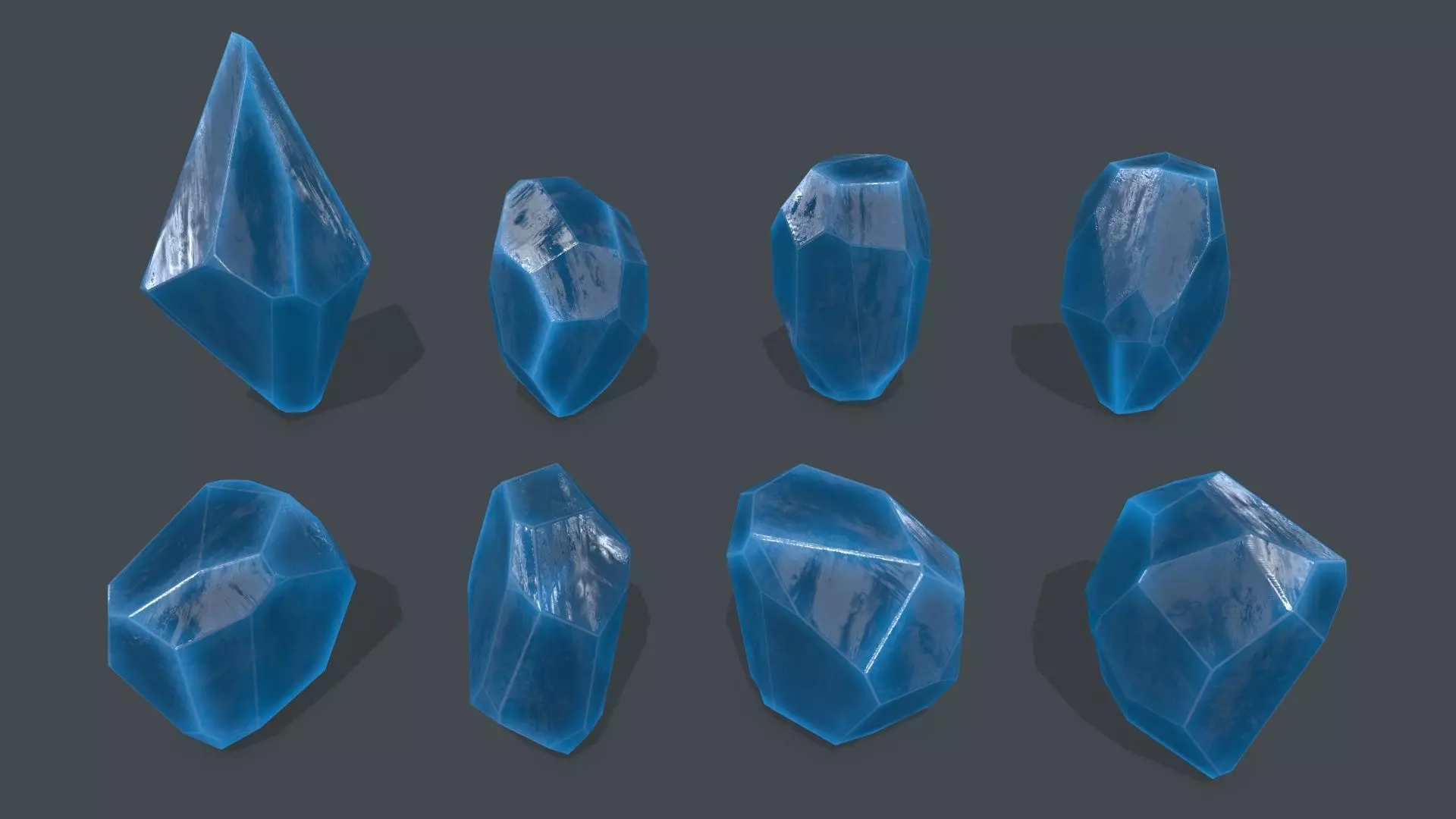 crystal set 1 Low-poly 3D model_0